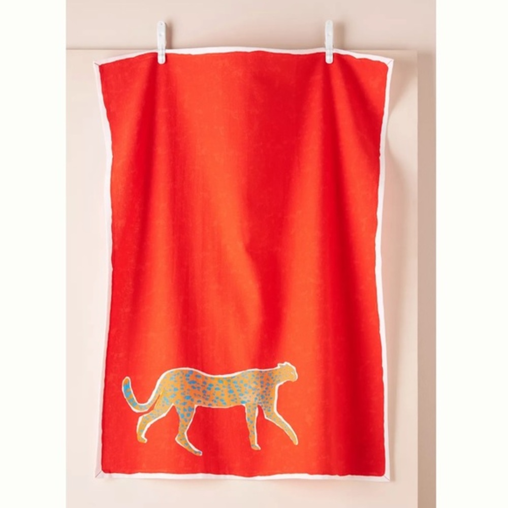 New! Anthropologie-Sun Lee Prowling Leopard Dish Towel